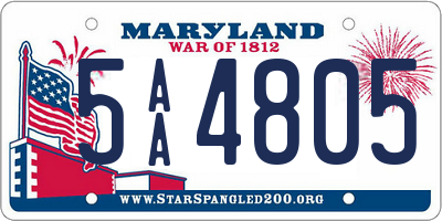 MD license plate 5AA4805
