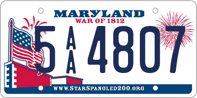 MD license plate 5AA4807