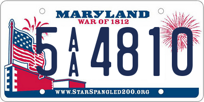 MD license plate 5AA4810