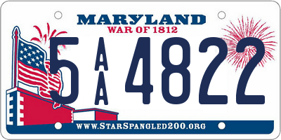 MD license plate 5AA4822