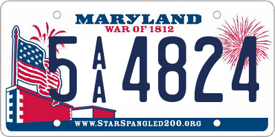 MD license plate 5AA4824