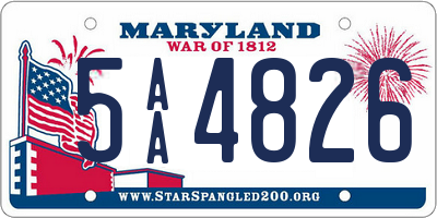 MD license plate 5AA4826