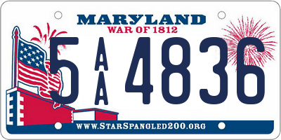 MD license plate 5AA4836