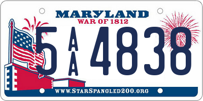 MD license plate 5AA4838