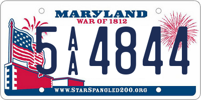 MD license plate 5AA4844