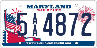MD license plate 5AA4872