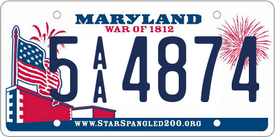 MD license plate 5AA4874