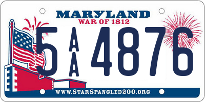 MD license plate 5AA4876