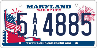 MD license plate 5AA4885