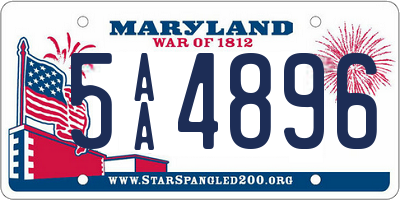 MD license plate 5AA4896