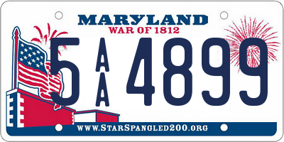 MD license plate 5AA4899