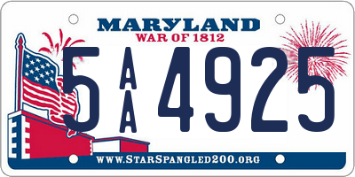 MD license plate 5AA4925