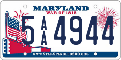 MD license plate 5AA4944