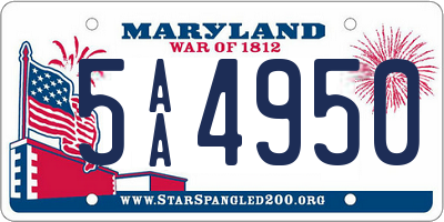 MD license plate 5AA4950