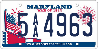 MD license plate 5AA4963