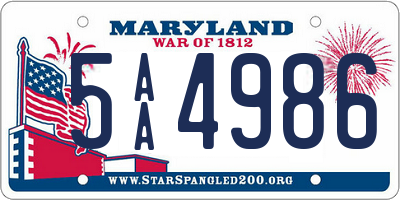 MD license plate 5AA4986