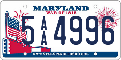 MD license plate 5AA4996