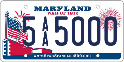 MD license plate 5AA5000