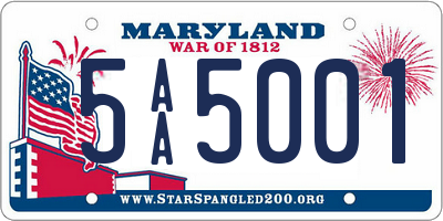 MD license plate 5AA5001