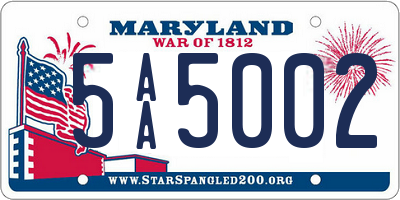 MD license plate 5AA5002