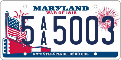 MD license plate 5AA5003