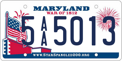 MD license plate 5AA5013