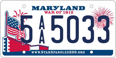 MD license plate 5AA5033