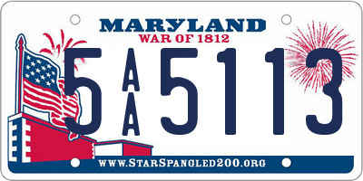 MD license plate 5AA5113