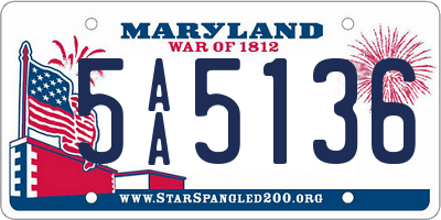 MD license plate 5AA5136