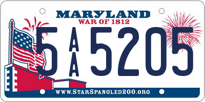 MD license plate 5AA5205