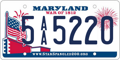 MD license plate 5AA5220