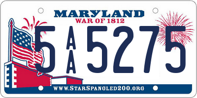 MD license plate 5AA5275