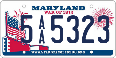 MD license plate 5AA5323