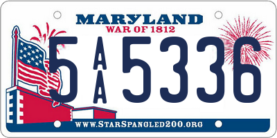 MD license plate 5AA5336