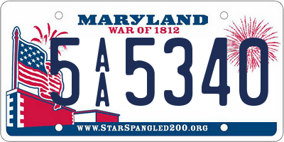 MD license plate 5AA5340