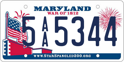 MD license plate 5AA5344