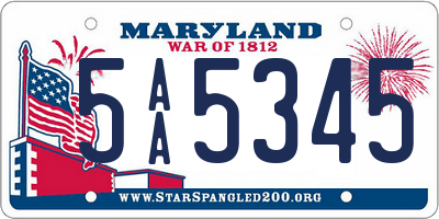 MD license plate 5AA5345