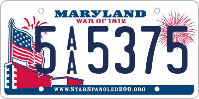 MD license plate 5AA5375