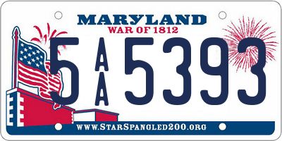 MD license plate 5AA5393