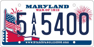 MD license plate 5AA5400
