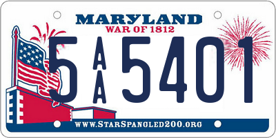 MD license plate 5AA5401