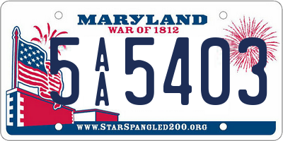 MD license plate 5AA5403