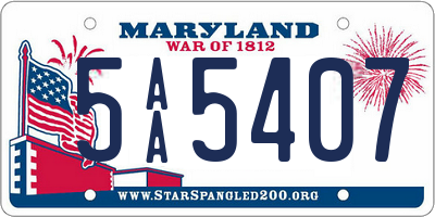 MD license plate 5AA5407