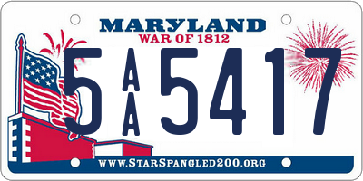 MD license plate 5AA5417