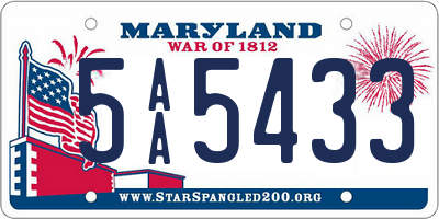MD license plate 5AA5433