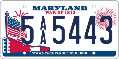 MD license plate 5AA5443