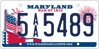 MD license plate 5AA5489