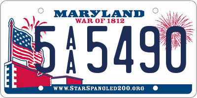 MD license plate 5AA5490