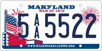MD license plate 5AA5522