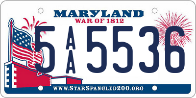 MD license plate 5AA5536